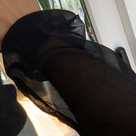 Ann Taylor black wool and crinkle chiffon silk sweater top Size S - Picture 5 of 8